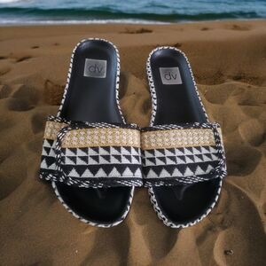 Dolce Vita Slides Womens Annalyse Woven 7 Fabric Velcro Sandal Aztec Boho Shoes